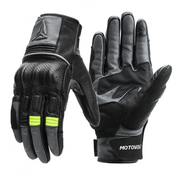 GUANTE MOTOWOLF CUERO RACING TOUCH NEGRO