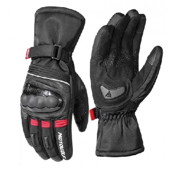 GUANTE MOTOWOLF NEGRO/ROJO  WATERPROOF